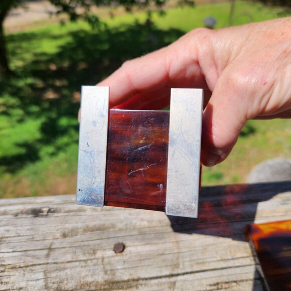 Vintage MCM Italian Faux Tortious Shell Acrilic, Lucite and Metal Box MCM, Glam - Picture 11 of 15